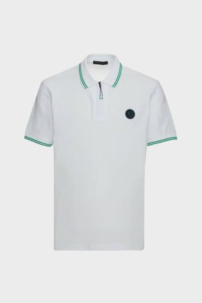 Men Stretch-Piqué Half-Zip Slim Fit Polo Shirt Purificacion Garci White Polo Shirts - Image 5