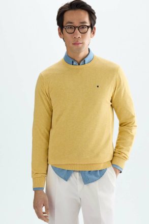 Men Sweatshirts Cotton Crew-Neck Sweater Purificacion Garci Yellow