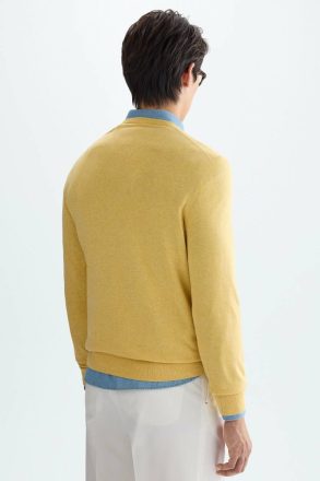 Men Sweatshirts Cotton Crew-Neck Sweater Purificacion Garci Yellow - Image 3