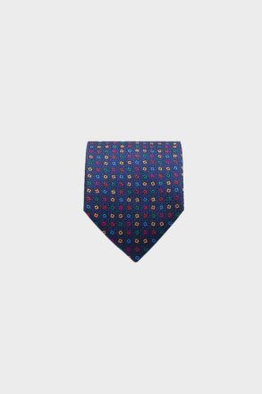 Men Ties Navy/Multicolor Cubes Textured Silk Tie Purificacion Garci