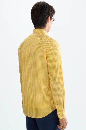 Men Yellow/White Purificacion Garci Gingham Check Poplin Shirt Shirts - Image 3