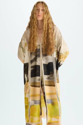 Multicolor Women Print Twill Oversize Coat Knitwear Purificacion Garci