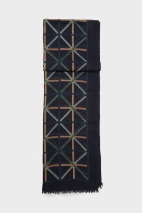 Navy/Blue/Hunter Green Men Origami Wool Scarf Scarves Purificacion Garci