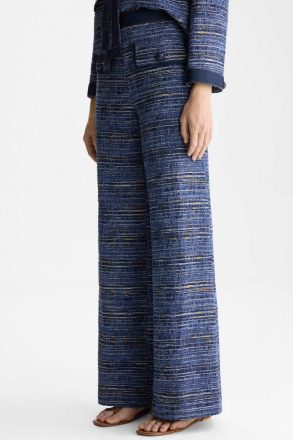 Navy Denim Effect Woven Straight-Fit Trousers Purificacion Garci Trousers Women