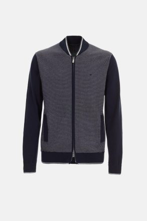 Navy/Ecru Outerwear Pima Cotton Jacquard Knit Bomber Jacket Men Purificacion Garci - Image 5