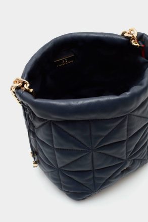 Navy Homenaje Acolchado Bucket Bag Purificacion Garci Shoulder Bags Women - Image 3