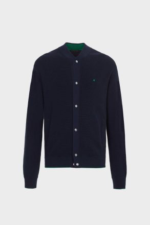 Navy Knitwear Men Pima Cotton Textured Knit Bomber Jacket Purificacion Garci - Image 5