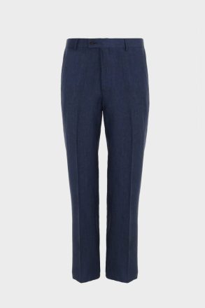 Navy Linen Classic Fit Suit Trousers Purificacion Garci Trousers Men - Image 5