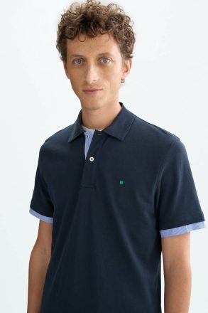 Navy Men Piqué Double Polo Shirt Purificacion Garci Polo Shirts - Image 2