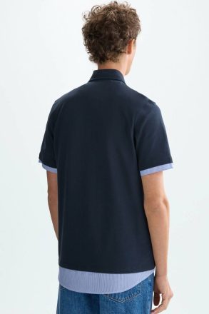 Navy Men Piqué Double Polo Shirt Purificacion Garci Polo Shirts - Image 3