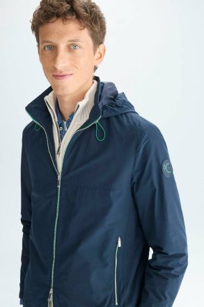 Navy Outerwear Purificacion Garci Men Hooded Technical Nylon Jacket - Image 2