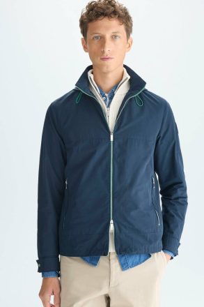 Navy Outerwear Purificacion Garci Men Hooded Technical Nylon Jacket