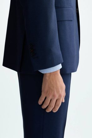 Navy Purificacion Garci Wool Bird's Eye Weave Classic Fit Suit Jacket Suits And Blazers Men - Image 3