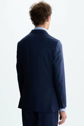 Navy Purificacion Garci Wool Bird's Eye Weave Classic Fit Suit Jacket Suits And Blazers Men - Image 4