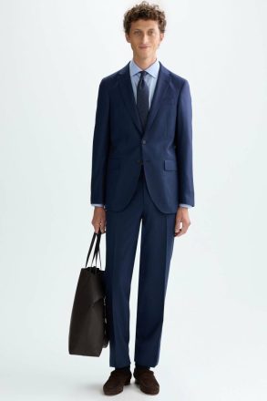Navy Purificacion Garci Wool Bird's Eye Weave Classic Fit Suit Jacket Suits And Blazers Men - Image 5