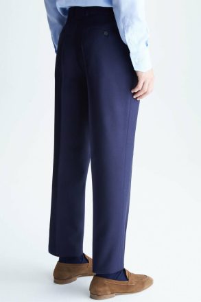 Navy Trousers Wool Classic Fit Suit Trousers Purificacion Garci Men - Image 3