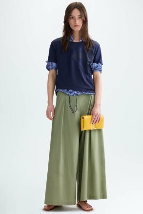 Origami Jersey Chiffon Straight-Fit T-Shirt Navy Purificacion Garci Women T-Shirts And Tops - Image 4