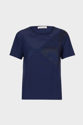 Origami Jersey Chiffon Straight-Fit T-Shirt Navy Purificacion Garci Women T-Shirts And Tops - Image 5