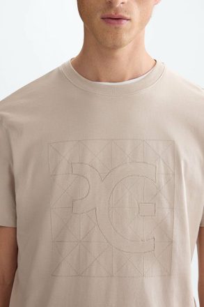 Origami Pg Embroidered T-Shirt Purificacion Garci Men T-Shirts Stone - Image 2