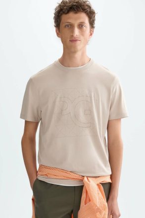 Origami Pg Embroidered T-Shirt Purificacion Garci Men T-Shirts Stone