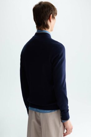 Origami Quilted Nylon Knit Bomber Jacket Men Knitwear Purificacion Garci Navy - Image 3