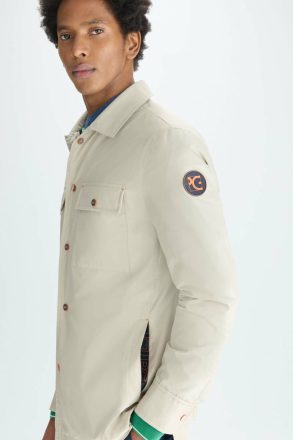 Outerwear Beige Men Mesh-Textured Technical Nylon Overshirt Purificacion Garci - Image 2
