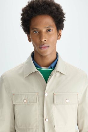 Outerwear Beige Men Mesh-Textured Technical Nylon Overshirt Purificacion Garci - Image 5