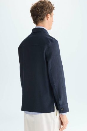 Outerwear Linen Cotton Textured Overshirt Purificacion Garci Navy Men - Image 3