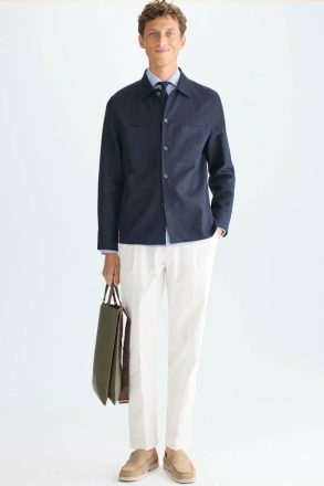 Outerwear Linen Cotton Textured Overshirt Purificacion Garci Navy Men - Image 4