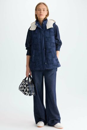 Outerwear Navy Purificacion Garci Women Detachable Hood Quilted Technical Gilet - Image 5