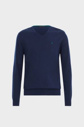 Pima Cotton V-Neck Sweater Navy Purificacion Garci Men Sweatshirts - Image 5