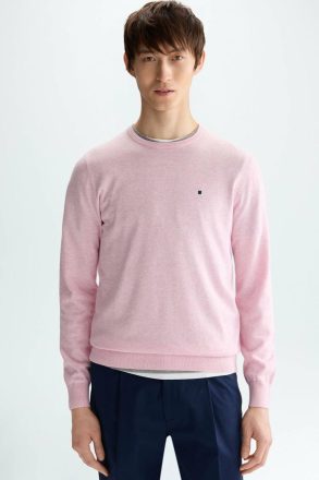 Pink Men Sweatshirts Purificacion Garci Cotton Crew-Neck Sweater