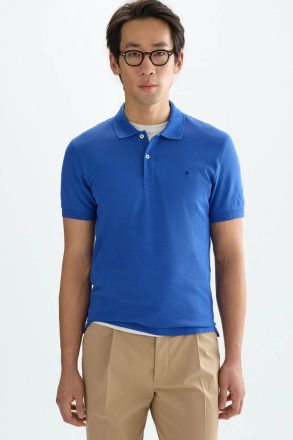 Piqué Polo Shirt Men Purificacion Garci Royal Blue Polo Shirts