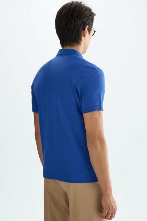 Piqué Polo Shirt Men Purificacion Garci Royal Blue Polo Shirts - Image 3
