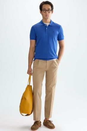 Piqué Polo Shirt Men Purificacion Garci Royal Blue Polo Shirts - Image 4