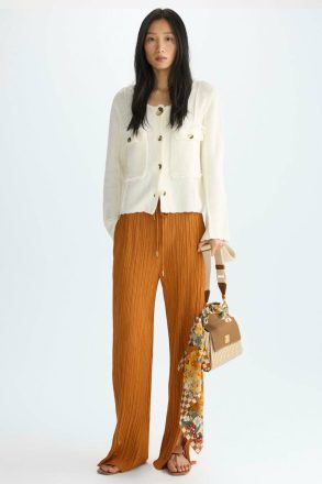 Pleated Jersey Straight-Leg Trousers Trousers Women Rust Purificacion Garci - Image 4