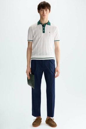 Polo Shirts Pointelle Knit Polo Shirt Purificacion Garci Ecru/Green Men - Image 4