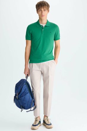 Polo Shirts Purificacion Garci Men Piqué Slim Fit Polo Shirt Green - Image 4