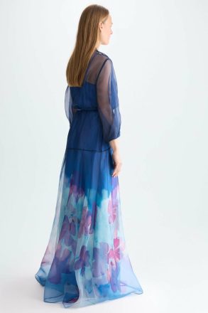 Print Organza Long Shirt Dress Women Purificacion Garci Navy/Blue Evening - Image 4