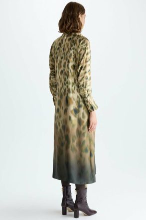 Print Twill Oversize Midi Shirt Dress Khaki/Beige/Brown Dresses Women Purificacion Garci - Image 3