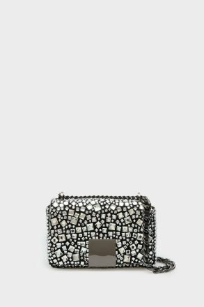 Purificacion Garci Black/Crystal Shoulder Bags Homenaje Acolchado Crossbody Bag Women