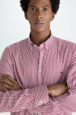Purificacion Garci Burgundy Shirts Candy Stripe Poplin Shirt Men - Image 2