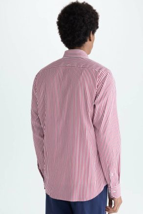 Purificacion Garci Burgundy Shirts Candy Stripe Poplin Shirt Men - Image 4