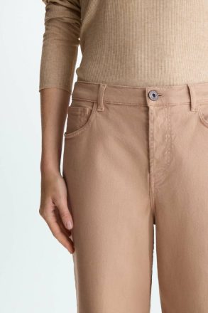 Purificacion Garci Camel Women Trousers Frayed Twill Straight-Leg Trousers - Image 2