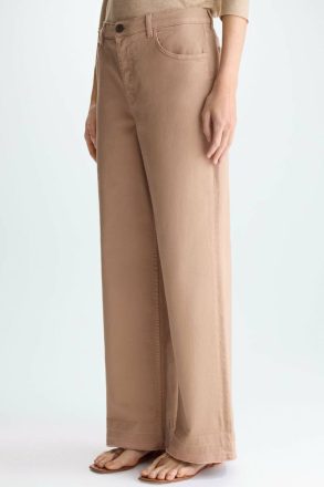 Purificacion Garci Camel Women Trousers Frayed Twill Straight-Leg Trousers
