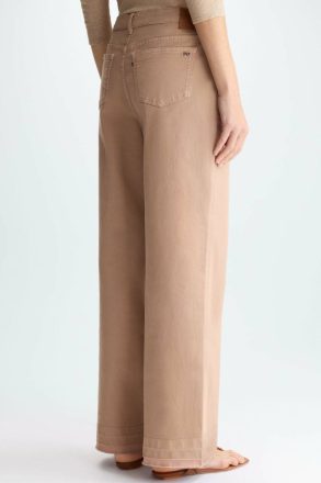 Purificacion Garci Camel Women Trousers Frayed Twill Straight-Leg Trousers - Image 3