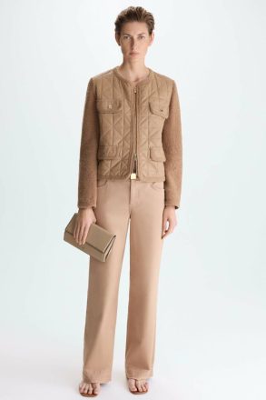 Purificacion Garci Camel Women Trousers Frayed Twill Straight-Leg Trousers - Image 4