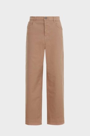 Purificacion Garci Camel Women Trousers Frayed Twill Straight-Leg Trousers - Image 5