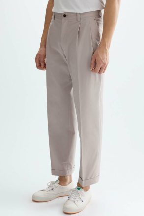 Purificacion Garci Cotton Twill Relaxed Fit Trousers Stone Men Trousers