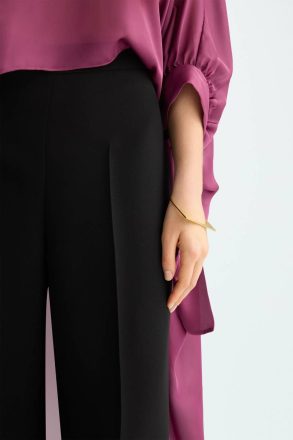 Purificacion Garci Crepé Wide-Leg Trousers Women Black Trousers - Image 2